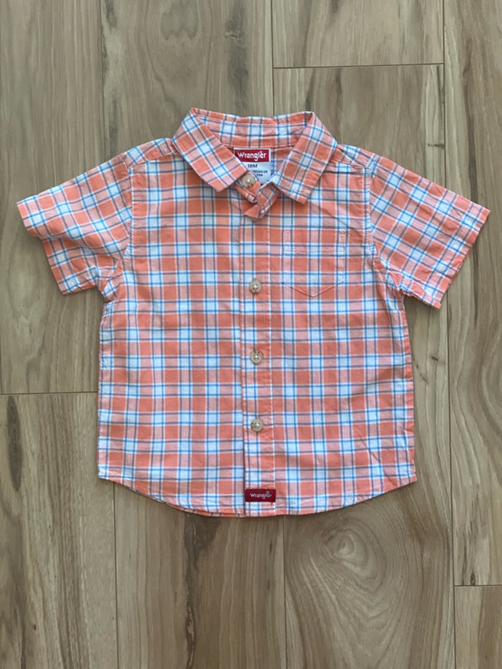 Wrangler Casual Fit Plaid Short Sleeve Button-Down Shirt Size 18 Months